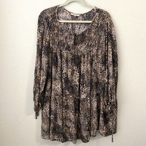 Haute Hippie Tribe Womens Tunic Top Size 3X Animal Print Grace Brown